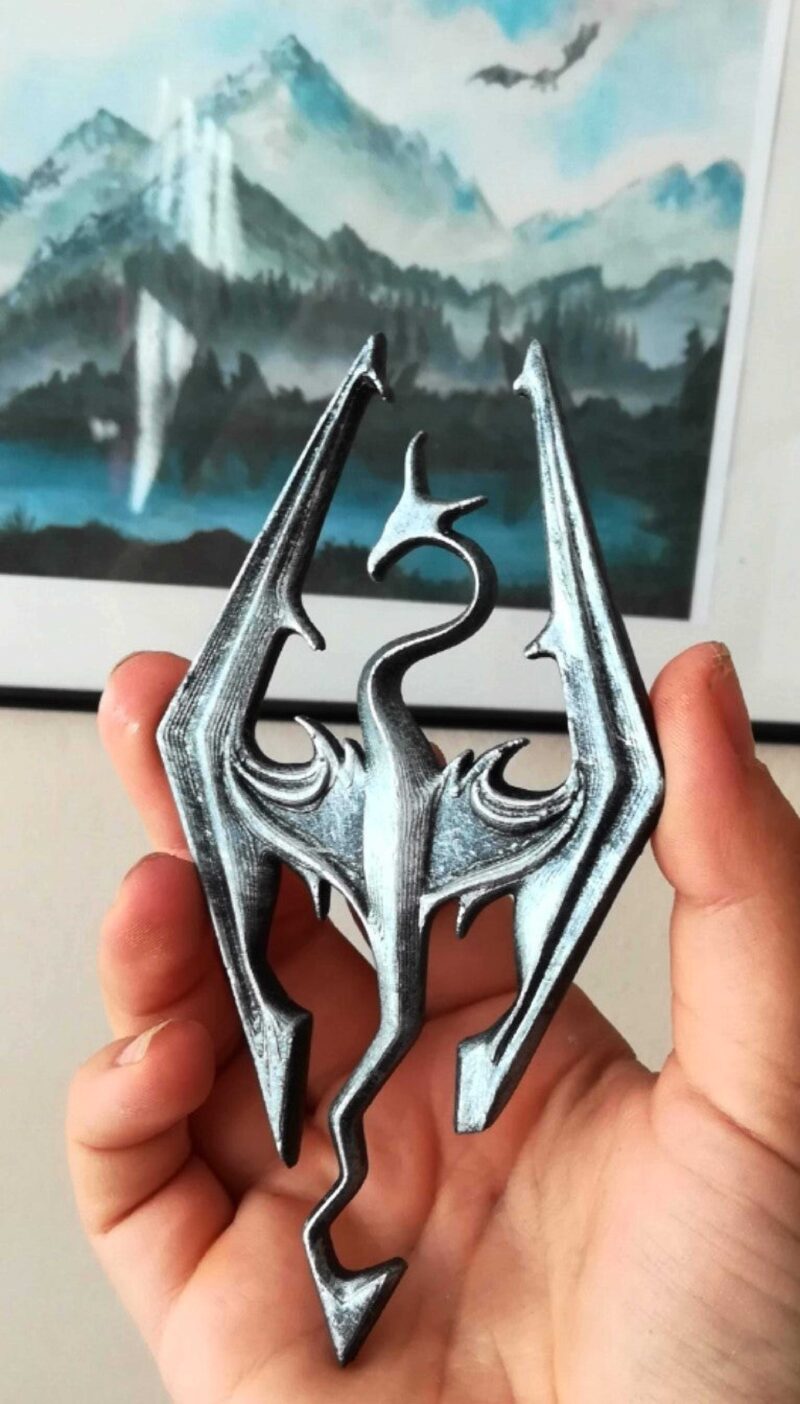 Skyrim Amblemi Biblo Dekoratif Hediyelik Süs Eşyası Maket - Görsel 4
