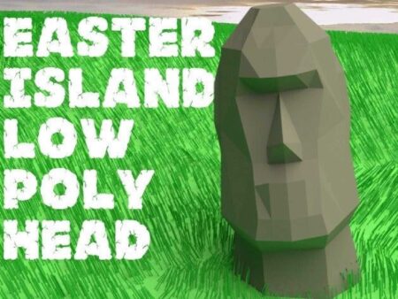 Paskalya Adası Düşük Poli Moai Organik Plastikten Dekoratif Biblo