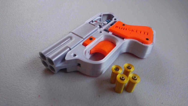 4-Namlu Derringer Cap Gun Oyuncak Plastik Aparat - Görsel 3