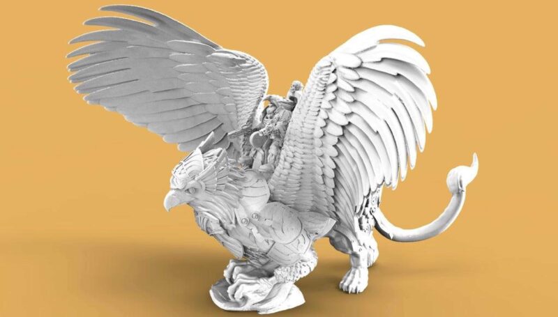 Royal Griffin Binicisi Biblo Dekoratif Hediyelik Süs Eşyası Maket - Görsel 2