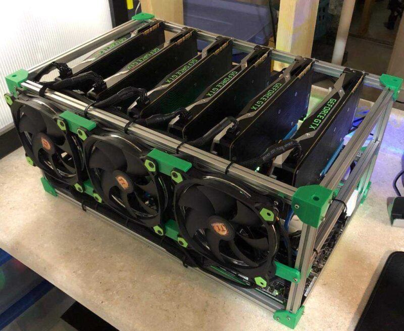 3D Baskılı Madencilik Rig - 140Mm Fanlar Ve Güç Düğmesi Tutucu Plastik Aparat