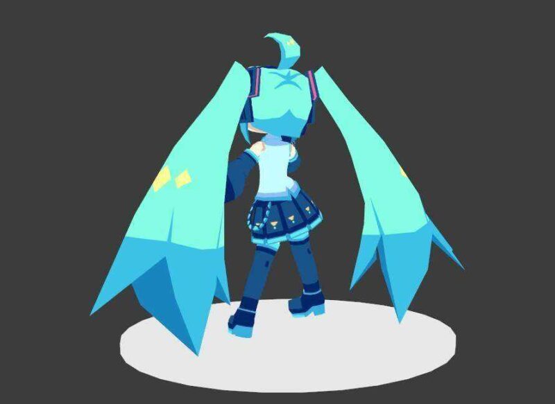 Low Poly Chibi Hatsune Miku - Vocaloid - 3D Bağlanabi̇li̇r Figure 3D Print Modeli̇ Plastik Aparat - Görsel 2