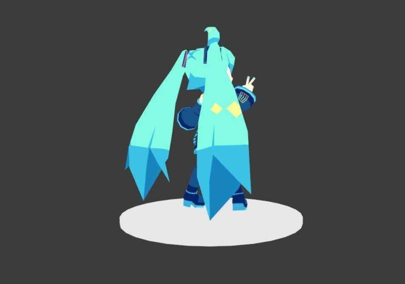 Low Poly Chibi Hatsune Miku - Vocaloid - 3D Bağlanabi̇li̇r Figure 3D Print Modeli̇ Plastik Aparat - Görsel 3