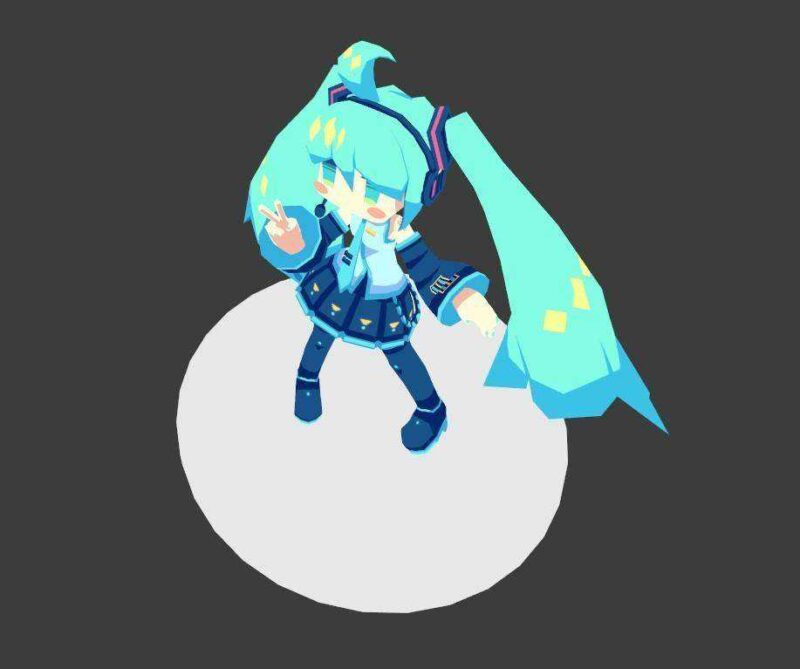 Low Poly Chibi Hatsune Miku - Vocaloid - 3D Bağlanabi̇li̇r Figure 3D Print Modeli̇ Plastik Aparat - Görsel 4