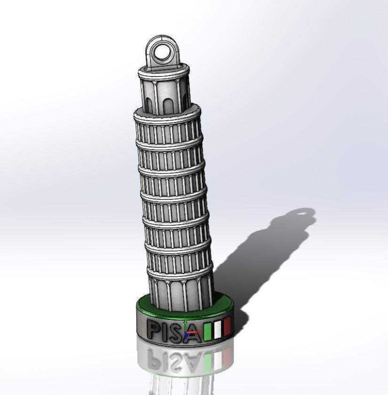 Pise Kulesi Keychain - Torre Tabancası Plastik Aparat - Görsel 2