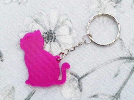 Litofan Kedi İskeleti Anahtarlık Zincirsiz Organik Plastikten