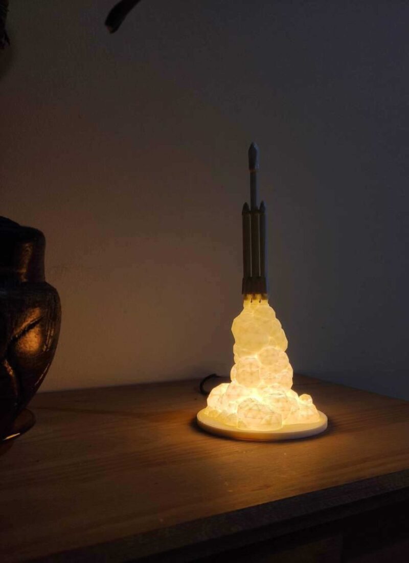 Spacex - Falcon Heavy Lamp (Slim Taban Sürümü) Plastik Aparat