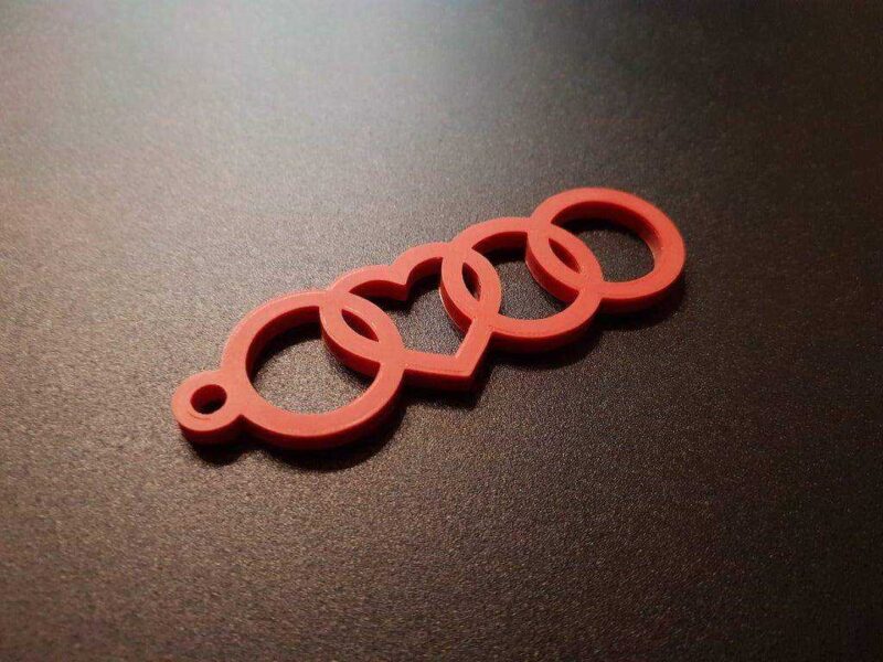 Audi Kalp Anahtarlık Dekoratif Hediyelik Süs Eşyası Aksesuar