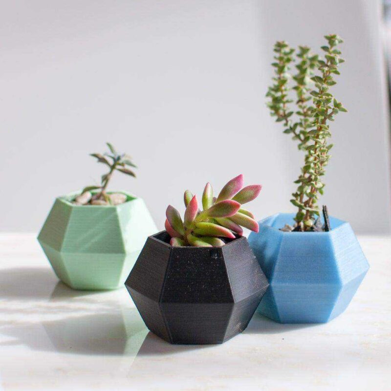 Hexagon Hegzagon Oragnik Plastikten Saksı Dekoratif Masaüstü - Görsel 3