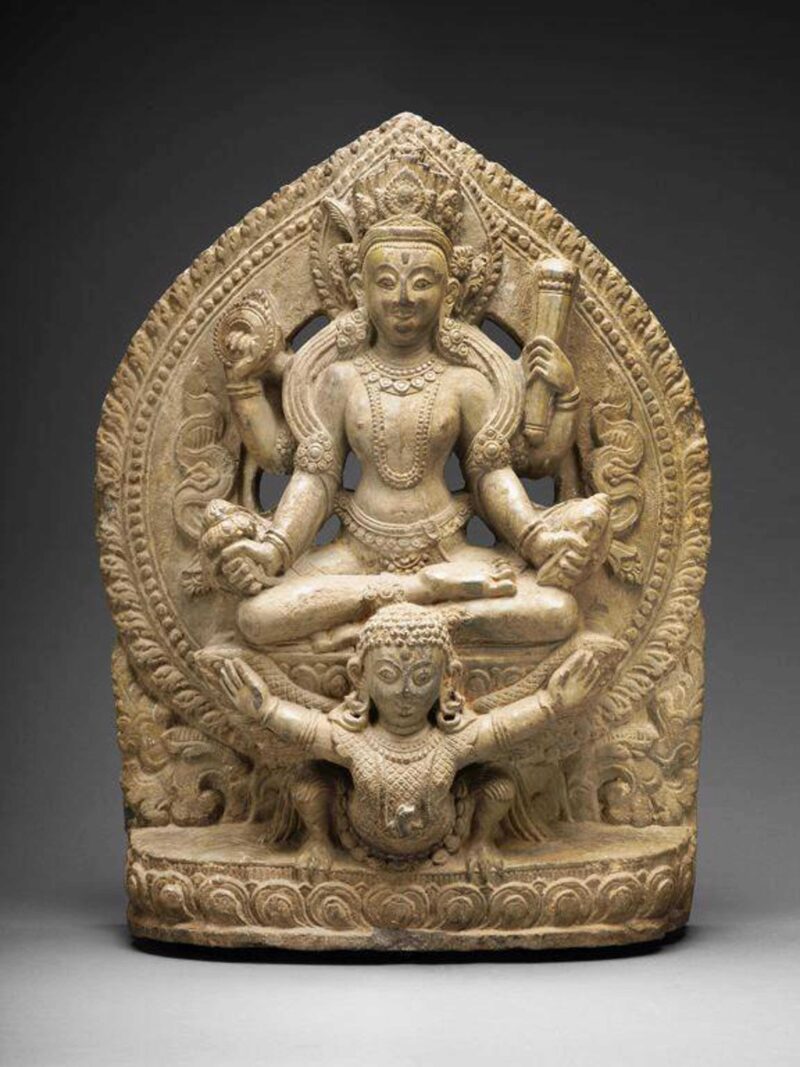 Tanrı Vishnu Tutucu Na Biniyor, Garuda, 16. / 17. Yüzyılda Plastik Aparat