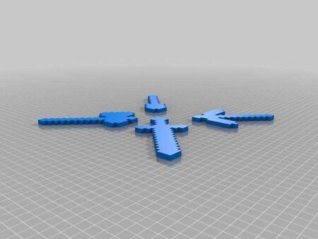 Elmas Minecraft Araçları: Kazma, Balta, Kürek Ve Kılıç Plastik Aparat