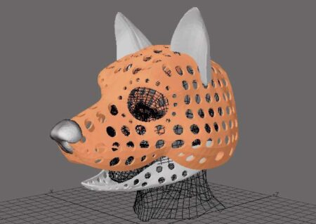 Fursuit- Veya Kukla Kafa Tabanı - Versiyon 66 - Kurt - Kısa Muzzle Plastik Aparat